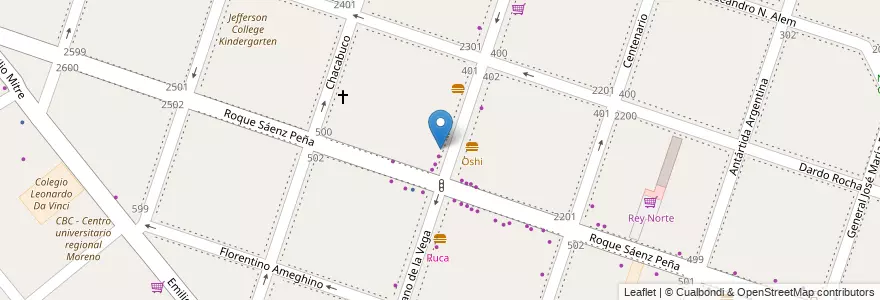 Mapa de ubicacion de Pizza x Metro en 阿根廷, 布宜诺斯艾利斯省, Partido De Moreno, Moreno.