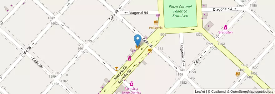 Mapa de ubicacion de Pizza Ya!, Casco Urbano en الأرجنتين, بوينس آيرس, Partido De La Plata, لابلاتا.