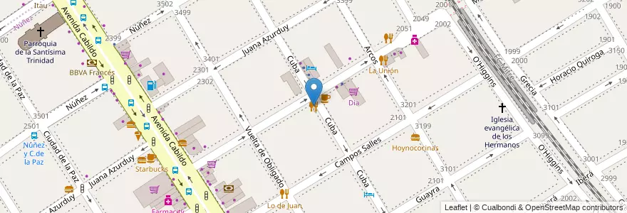 Mapa de ubicacion de Pizzaria, Nuñez en الأرجنتين, Ciudad Autónoma De Buenos Aires, Buenos Aires, Comuna 13.