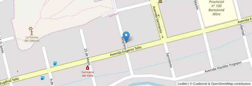 Mapa de ubicacion de pizzaria en Argentinië, Chubut, Departamento Gaiman, Gaiman, Gaiman.