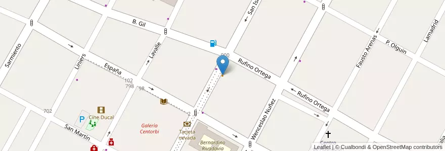 Mapa de ubicacion de Pizzas en Argentine, Chili, Mendoza, Departamento Rivadavia, Distrito Ciudad De Rivadavia.