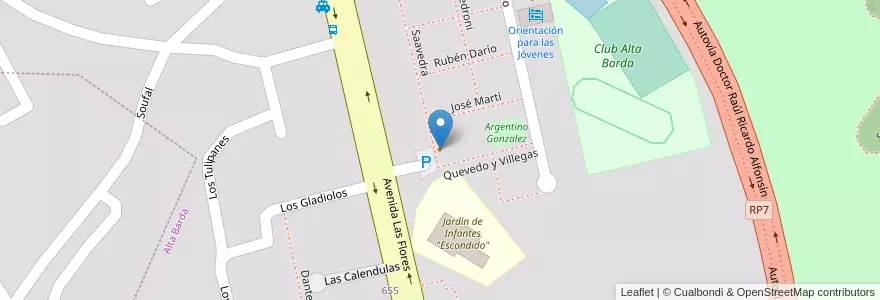 Mapa de ubicacion de Pizzas Alta Barda en Argentina, Chile, Wilayah Neuquén, Departamento Confluencia, Municipio De Neuquén, Neuquén.