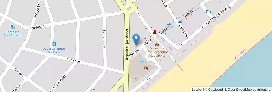 Mapa de ubicacion de Pizzas El Tano en الأرجنتين, ريو نيغرو, Departamento San Antonio, Las Grutas.