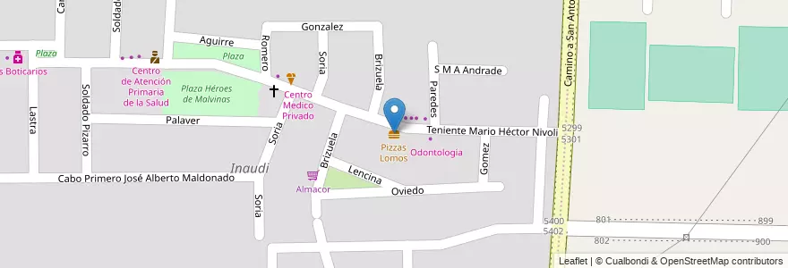 Mapa de ubicacion de Pizzas Lomos en الأرجنتين, Córdoba, Departamento Capital, Pedanía Capital, Córdoba, Municipio De Córdoba.