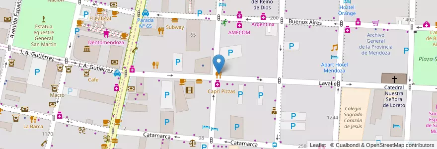 Mapa de ubicacion de Pizzas Trento en 아르헨티나, 칠레, Mendoza, Departamento Capital, Ciudad De Mendoza, Sección 3ª Parque O'Higgins.