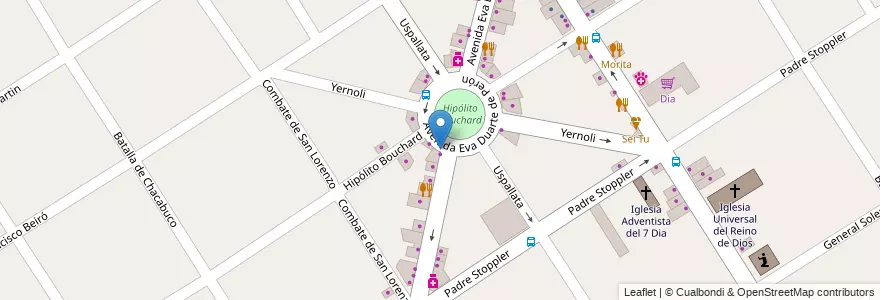 Mapa de ubicacion de Pizzeria Bigote en Аргентина, Буэнос-Айрес, Partido De Malvinas Argentinas, Grand Bourg.