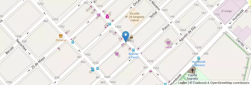 Mapa de ubicacion de Pizzeria Bolivar en Arjantin, Buenos Aires, Partido De La Matanza, Ramos Mejía.
