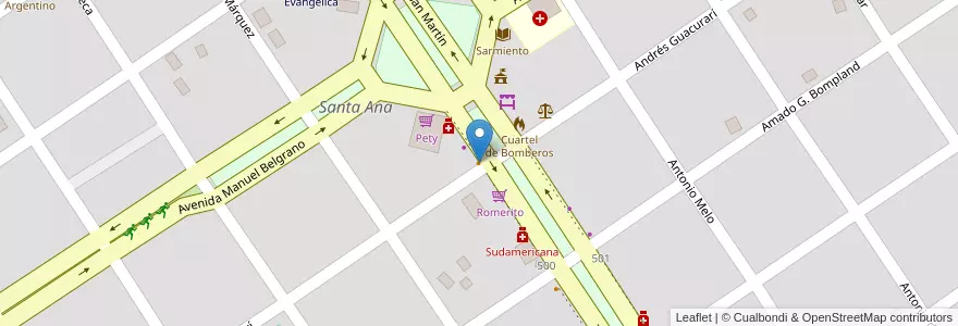 Mapa de ubicacion de Pizzeria Centro en 阿根廷, Misiones, Departamento Candelaria, Municipio De Santa Ana, Santa Ana.