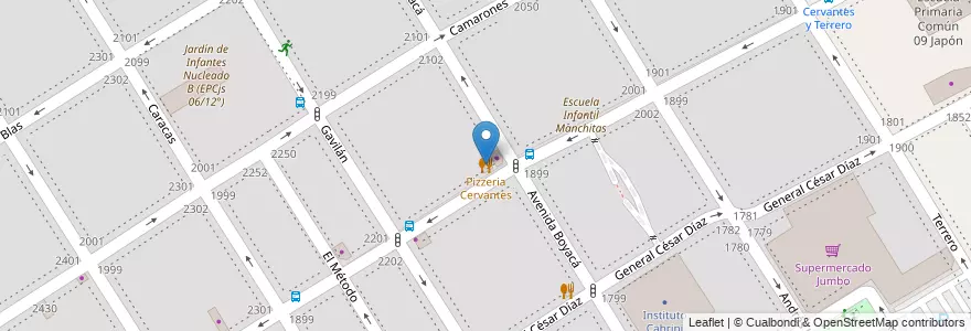 Mapa de ubicacion de Pizzeria Cervantes, Villa General Mitre en الأرجنتين, Ciudad Autónoma De Buenos Aires, Buenos Aires, Comuna 11.