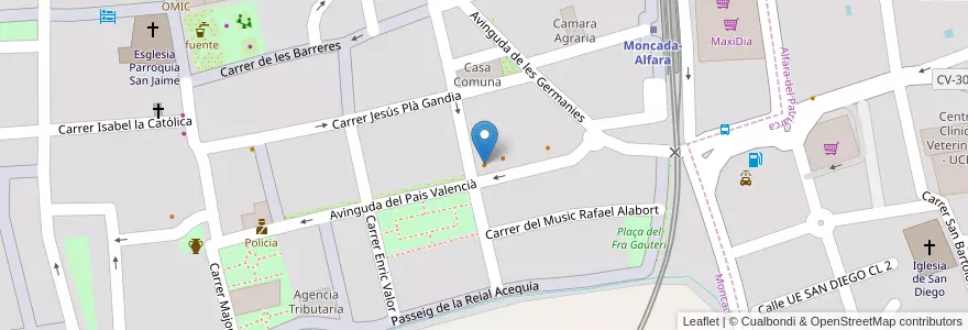 Mapa de ubicacion de Pizzeria Da Pino en スペイン, バレンシア州, València / Valencia, L'Horta Nord, Moncada.
