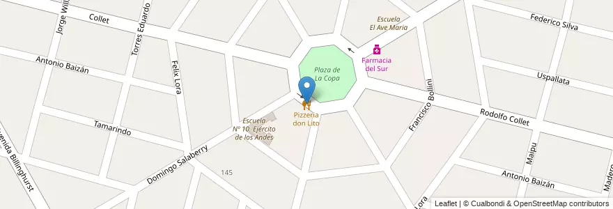 Mapa de ubicacion de Pizzeria don Lito en Arjantin, Buenos Aires, Partido De Almirante Brown, Claypole.