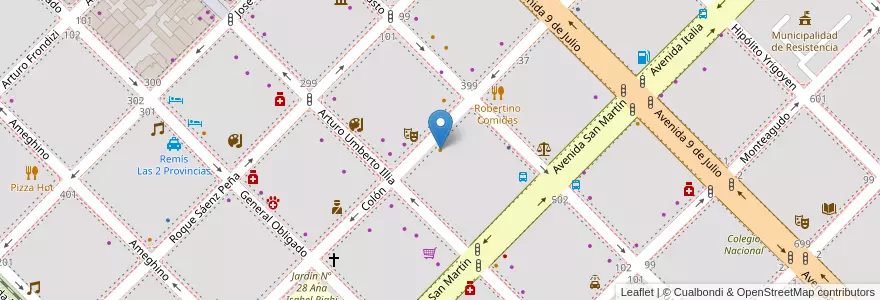 Mapa de ubicacion de Pizzería Don Pedro en Аргентина, Чако, Departamento San Fernando, Ресистенсия, Resistencia.