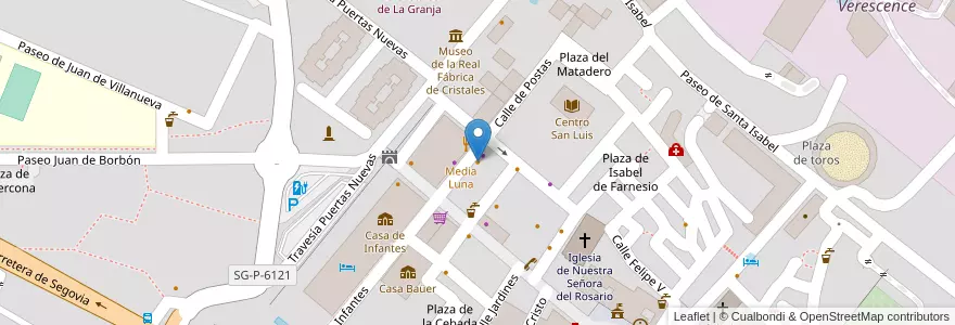 Mapa de ubicacion de Pizzería Dumbo en スペイン, カスティーリャ・イ・レオン州, Segovia, Real Sitio De San Ildefonso.