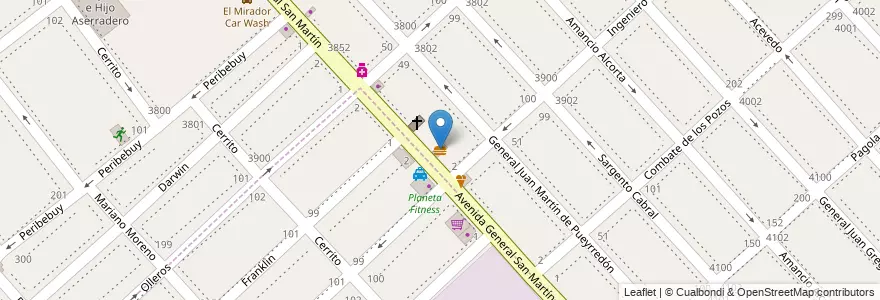 Mapa de ubicacion de Pizzería El Chango en Argentinië, Buenos Aires, Partido De La Matanza, Lomas Del Mirador.