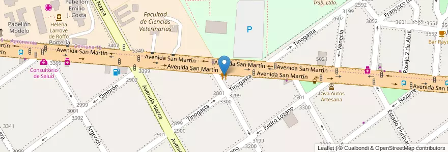 Mapa de ubicacion de Pizzería El Jagüel, Villa del Parque en Arjantin, Ciudad Autónoma De Buenos Aires, Buenos Aires, Comuna 11.