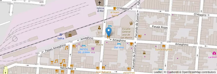 Mapa de ubicacion de Pizzería El Pinguino en アルゼンチン, サルタ州, Capital, Municipio De Salta, Salta.