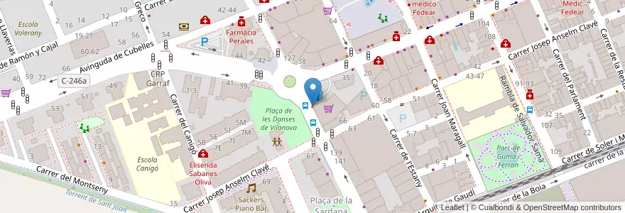Mapa de ubicacion de Pizzeria Francesco en スペイン, カタルーニャ州, Barcelona, Garraf, Vilanova I La Geltrú.