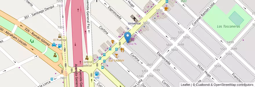 Mapa de ubicacion de Pizzeria Genesis, Villa Real en Argentinien, Provinz Buenos Aires, Comuna 10, Partido De Tres De Febrero.