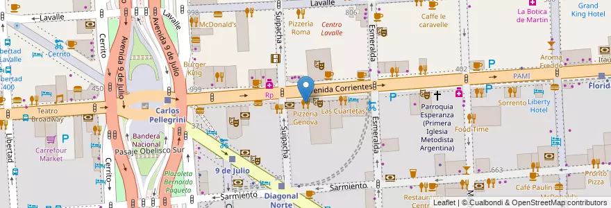 Mapa de ubicacion de Pizzeria Genova, San Nicolas en Argentinien, Ciudad Autónoma De Buenos Aires, Comuna 1, Buenos Aires.