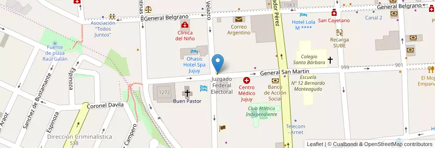 Mapa de ubicacion de Pizzería La Africana en Argentinië, Jujuy, Departamento Doctor Manuel Belgrano, Municipio De San Salvador De Jujuy.