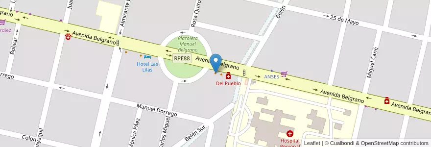Mapa de ubicacion de Pizzería La Camorra en Argentinien, Provinz Córdoba, Departamento San Javier, Pedanía Dolores, Municipio De Villa Dolores, Villa Dolores.