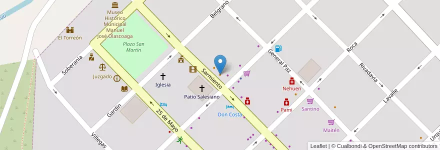 Mapa de ubicacion de Pizzeria La Cuadra en Argentinië, Chili, Neuquén, Departamento Chos Malal, Chos Malal, Chos Malal.