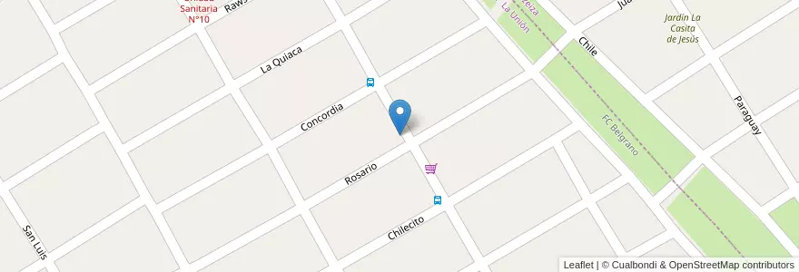 Mapa de ubicacion de Pizzeria La Familia en アルゼンチン, ブエノスアイレス州, Partido De Ezeiza, La Unión.