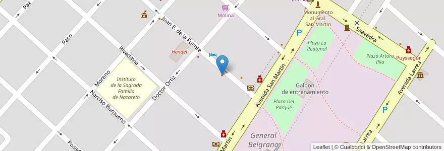 Mapa de ubicacion de Pizzeria La Peatonal en 아르헨티나, 부에노스아이레스주, Partido De General Belgrano, General Belgrano.