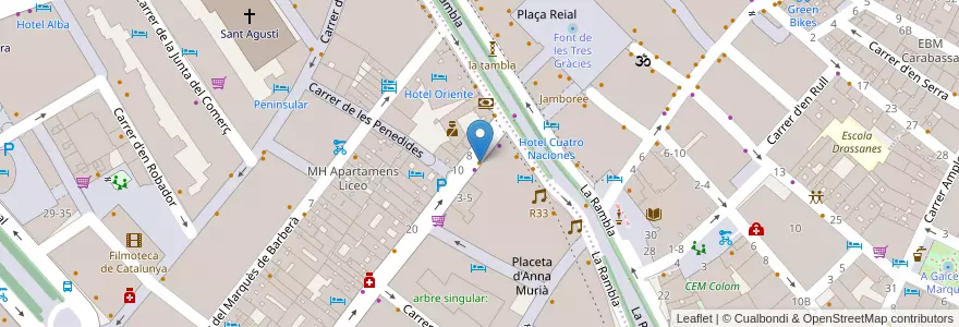 Mapa de ubicacion de Pizzeria Michelle en 스페인, Catalunya, Barcelona, Barcelonès, 바르셀로나.