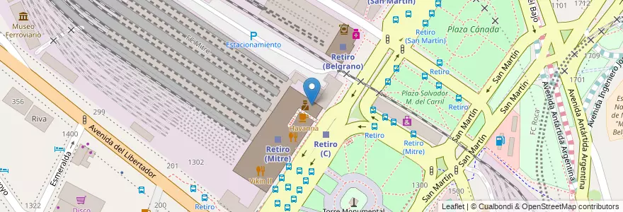 Mapa de ubicacion de Pizzeria Mitre, Retiro en アルゼンチン, Ciudad Autónoma De Buenos Aires, Comuna 1, ブエノスアイレス.