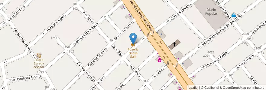 Mapa de ubicacion de Pizzeria Nueva Galli en アルゼンチン, ブエノスアイレス州, Partido De Avellaneda, Avellaneda.