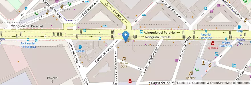 Mapa de ubicacion de Pizzeria paral·lel en スペイン, カタルーニャ州, Barcelona, バルサルネス, Barcelona.