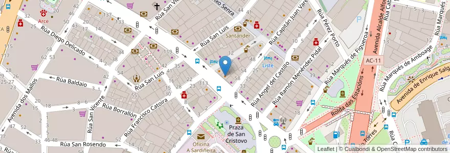 Mapa de ubicacion de Pizzería Pepe en Espagne, Galice, A Corogne, La Corogne, La Corogne.