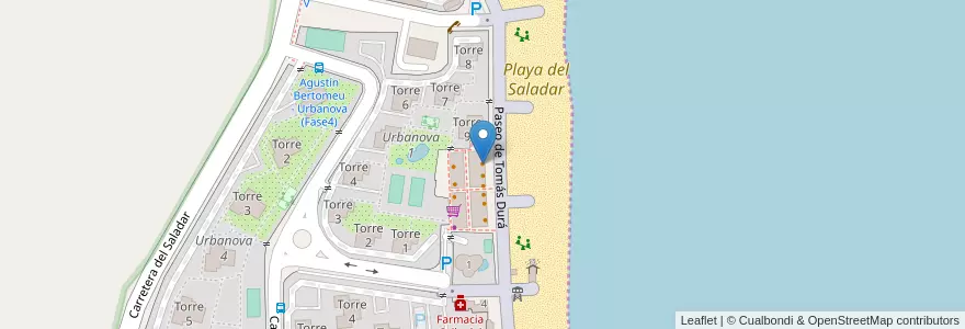 Mapa de ubicacion de Pizzería Provenzal en スペイン, バレンシア州, Alacant / Alicante, L'Alacantí, Alacant / Alicante.
