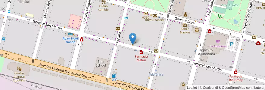 Mapa de ubicacion de Pizzería Raffa en الأرجنتين, تشيلي, ريو نيغرو, Cipolletti, Departamento General Roca.