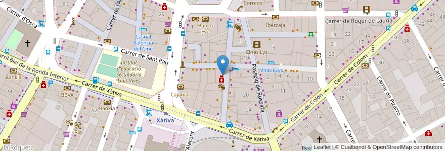 Mapa de ubicacion de Pizzeria Ris8tto en 스페인, Comunitat Valenciana, València / Valencia, Comarca De València, València.