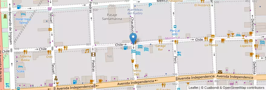 Mapa de ubicacion de pizzeria sebastian, San Telmo en Argentine, Ciudad Autónoma De Buenos Aires, Comuna 1, Buenos Aires.