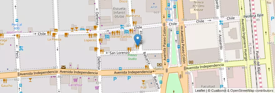 Mapa de ubicacion de Pizzeria Tio Felipe, San Telmo en 아르헨티나, Ciudad Autónoma De Buenos Aires, Comuna 1, 부에노스아이레스.