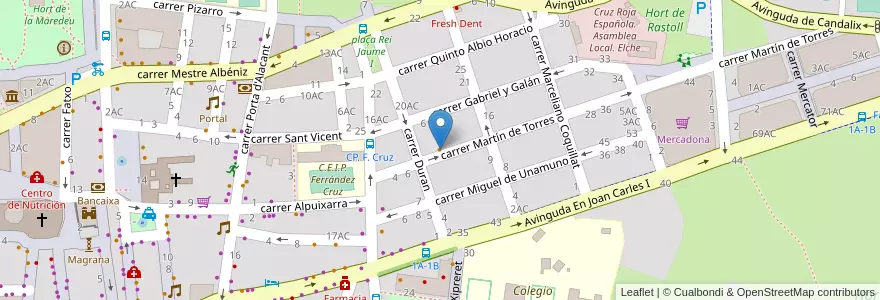 Mapa de ubicacion de Pizzería Trento en スペイン, バレンシア州, Alacant / Alicante, El Baix Vinalopó, Elx / Elche.