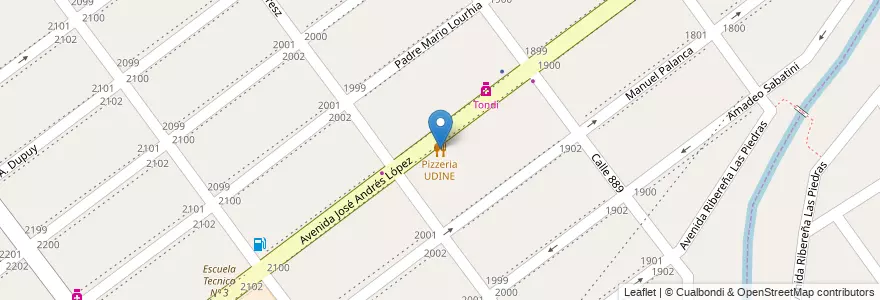 Mapa de ubicacion de Pizzeria UDINE en الأرجنتين, بوينس آيرس, Partido De Quilmes, San Francisco Solano.