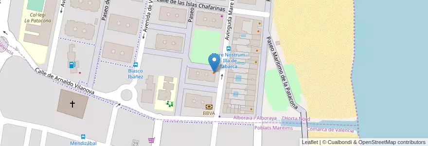 Mapa de ubicacion de Pizzeria Un Posto Al Sole en Spanien, Valencianische Gemeinschaft, Valencia.