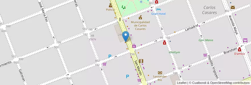 Mapa de ubicacion de Pizzería Via Roma en Argentina, Buenos Aires, Partido De Carlos Casares, Carlos Casares.