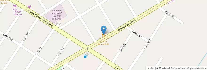 Mapa de ubicacion de Pizzeria y casa de comida en アルゼンチン, ブエノスアイレス州, Partido De Florencio Varela, Berazategui.