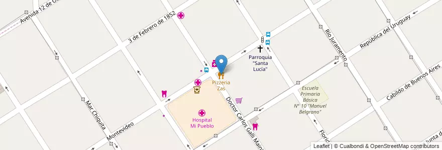 Mapa de ubicacion de Pizzeria Zas en 阿根廷, 布宜诺斯艾利斯省, Partido De Florencio Varela, Villa Vatteone.