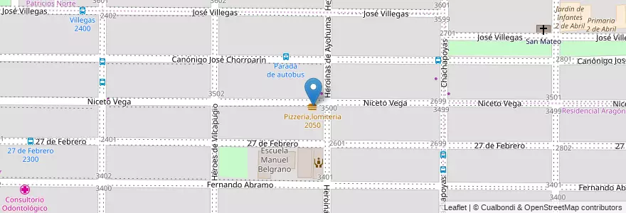 Mapa de ubicacion de Pizzeria,lomiteria 2050 en Аргентина, Кордова, Departamento Capital, Pedanía Capital, Córdoba, Municipio De Córdoba.