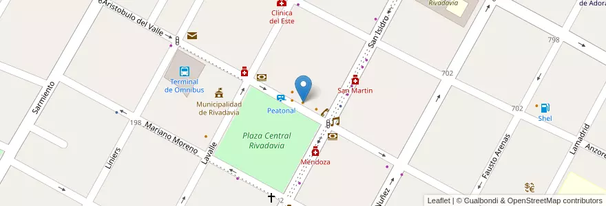 Mapa de ubicacion de Pizzero Vip en Аргентина, Чили, Мендоса, Departamento Rivadavia, Distrito Ciudad De Rivadavia.