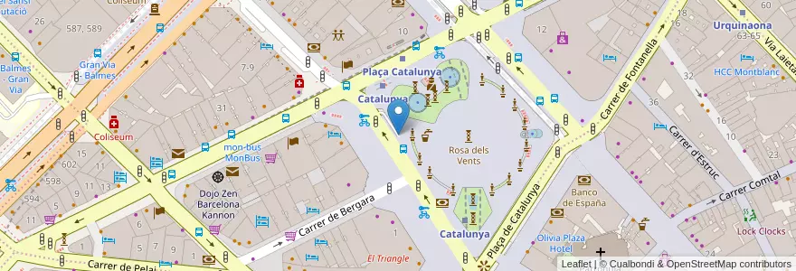 Mapa de ubicacion de Plaça Catalunya en Spanje, Catalonië, Barcelona, Barcelonès, Barcelona.