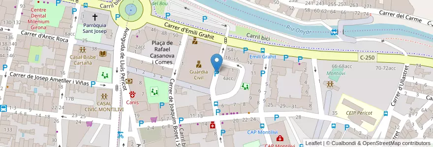 Mapa de ubicacion de Plaça de Joaquim Camps 1 Arboix en İspanya, Catalunya, Girona, Gironès, Girona.