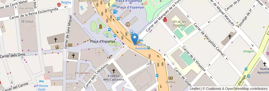 Mapa de ubicacion de Plaça d'Espanya en スペイン, バレアレス諸島, España (Mar Territorial), パルマ, バレアレス諸島, パルマ.