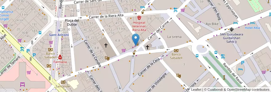 Mapa de ubicacion de Plaça Pedró en Spagna, Catalunya, Barcelona, Barcelonès, Barcelona.